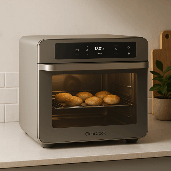 ClearCook Elegance V8 – Glasdesign-Multiofen mit AI-Sichtgarsteuerung & Rezeptprojektion